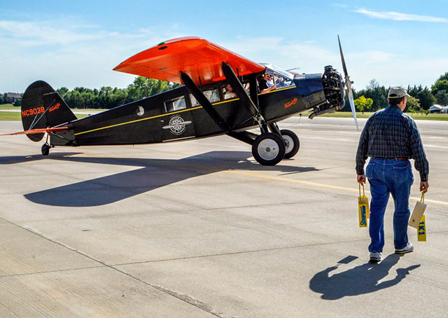 This Travel Air 6000 flew from Montana to Kansas to celebrate the ninetieth anniversary. Photo by Eric Berens.