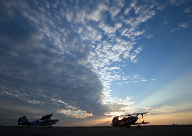 A Super Decathlon and a Pitts Special on the ramp at the 2015 U.S. National Aerobatic Championships, KGYI.