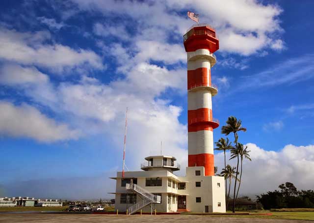 The 150-foot tower originally used to collect weather data was being converted into a control tower as the Japanese attacked. The restoration of this tower, an $8 million project, is well underway. Photo courtesy of the Pacific Aviation Museum Pearl Harbor.