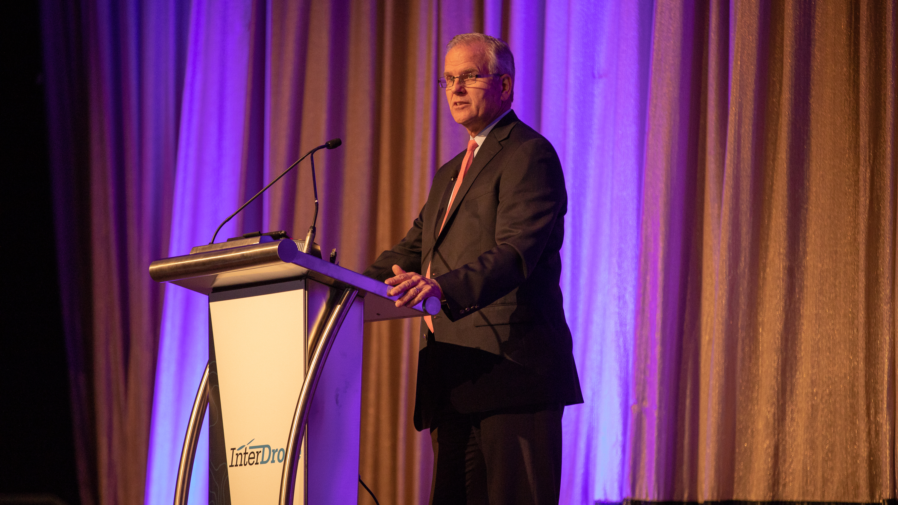 Acting FAA Administrator Daniel K. Elwell addresses the InterDrone conference in Las Vegas Sept. 5. Photo by Jim Moore.