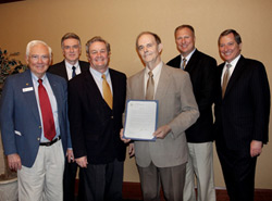 AOPA Central Regional Representative Bill Hamilton; FAA Great Lakes Region Administrator Barry Cooper; North Dakota Lt. Gov. Jack Dalrymple; Aeronautics Commission Chairman Bob Miller; Aeronautics Director Larry Taborsky; and NASAO President Henry Ogrodzinski.
