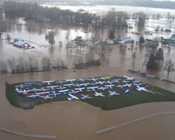 Floor waters surround GA aircraft