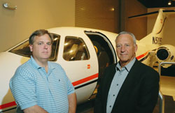 New Eclipse owners Mason Holland, left, and Mike Press have obtained type certificates and are establishing a parts network. Upgrades and modifications to the existing Eclipse 500 fleet are in progress at a repair facility in Chicago.