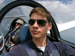 Shown here, midshipman Scott M. Keelan (right) trains with Cmdr. Brian Randall (left), the summer program's chief glider and ground school instructor.