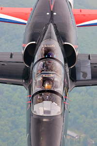 Sgt. Neil Duncan flies in an aerobatic jet above Frederick.
