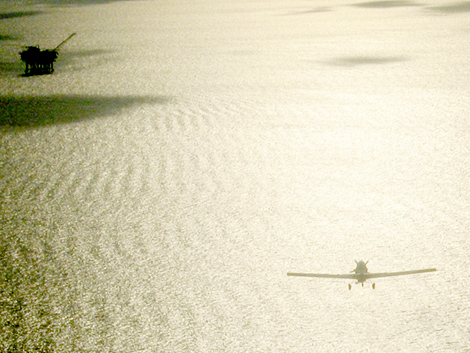 First flight over the oil spill