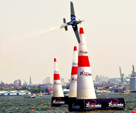 Slalom course at Red Bull Air Race, New York City. Technically known as a chicane.