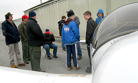 An Experimental aircraft hooked the boys' attention.