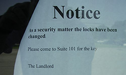 Notice on Narco Avionics' door