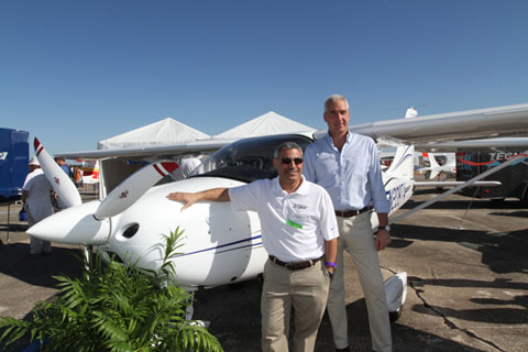 Tecnam Managing Director Paolo Pascale, right, and Tecnam North America CEO Phil Solomon