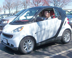 Alyssa Miller in the SMART car
