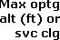 Max optg alt (ft) or svc clg