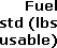 Fuel std (lbs usable)