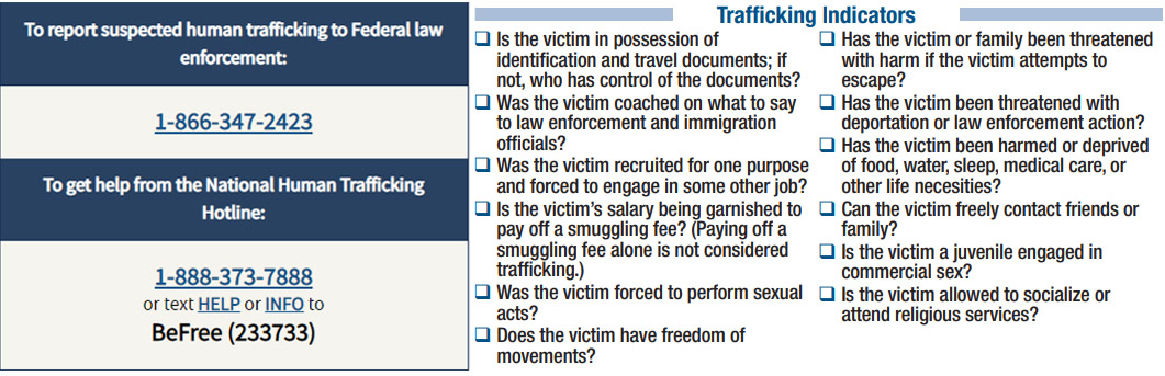 Blue Campaign is a national public awareness campaign, designed to educate the public, law enforcement and other industry partners to recognize the indicators of human trafficking. 