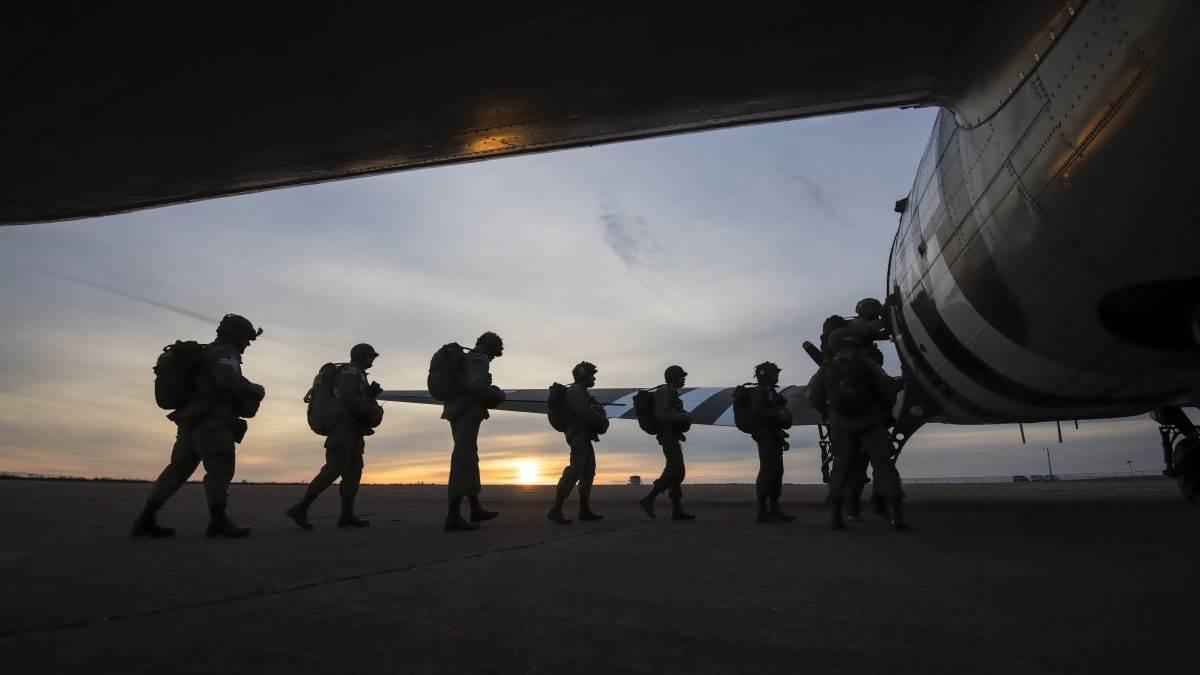 World War II Airborne Demonstration Team jump school and formation flying clinic with CAF C-47s