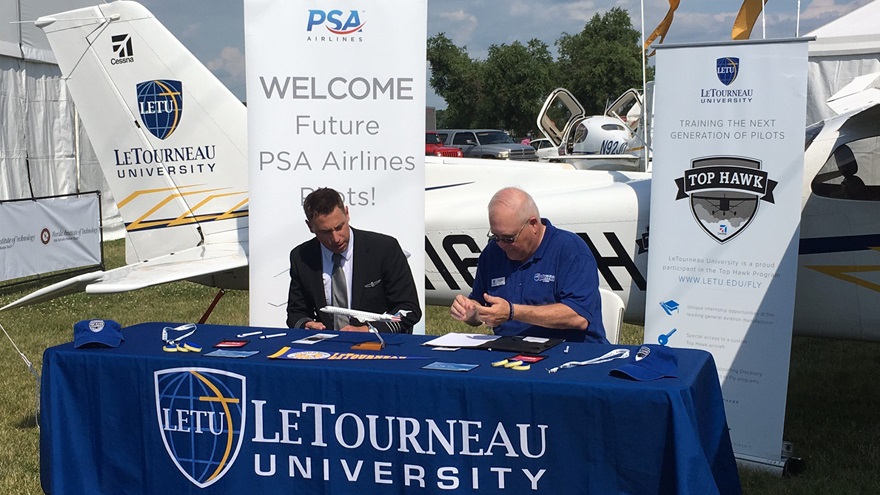 PSA Airlines and LeTourneau University have an agreement to funnel students to the airline. 