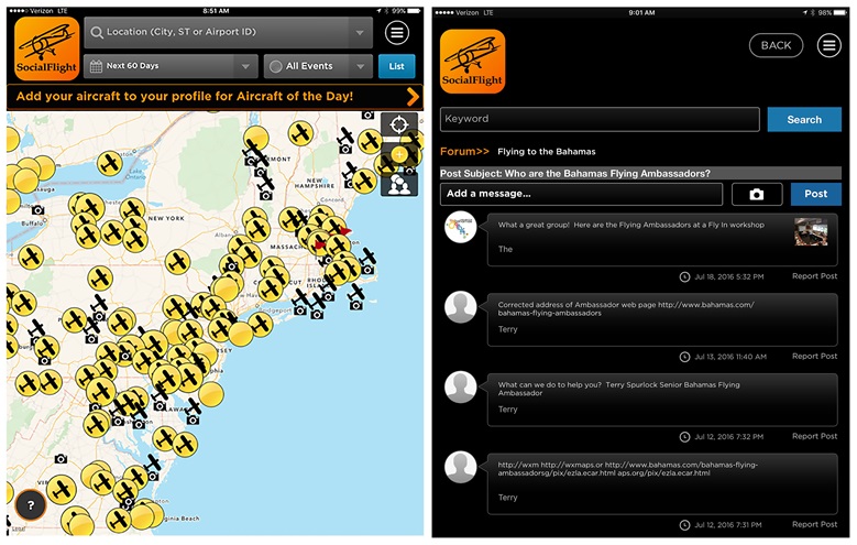 SocialFlight, the online community that helps pilots find fun, interesting, and new flying destinations, now allows experts to drop into community forums to monitor chats and help pilots with specific questions or problems. Photo courtesy of SocialFlight