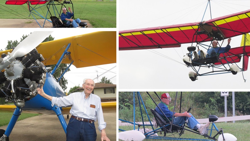 Jack "Lefty" Leftwich, 99, took flight in a Quicksilver Aug. 8. Photos by Bill Leftwich.