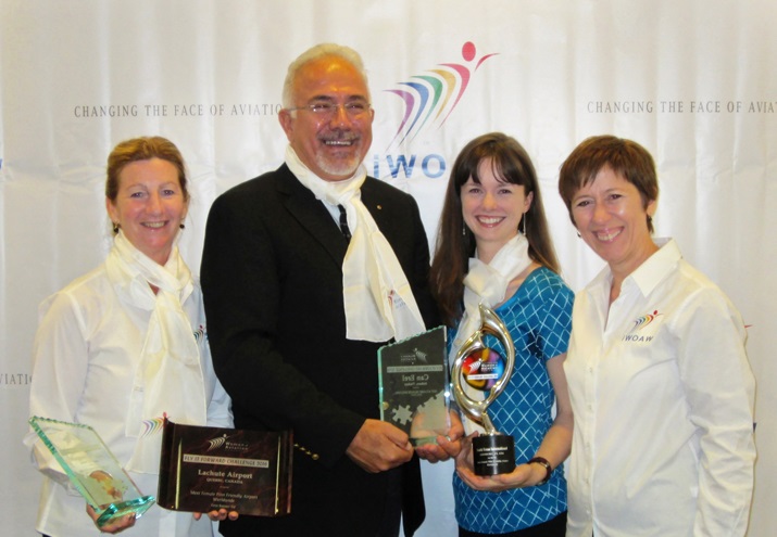 The Institute for Women of Aviation Worldwide announced scholarships, trophies, and prizes will be part of the association’s annual celebration of women and aviation March 6-12, 2017. The 2016 trophy winners shown here hailed from Canada, Turkey, and the United States. Photo courtesy of iWOAW.