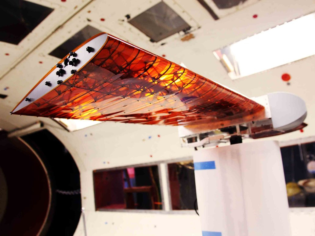 Wind tunnel tests confirmed the functionality and aerodynamic advantages of a flexible wing. Photo courtesy of MIT.