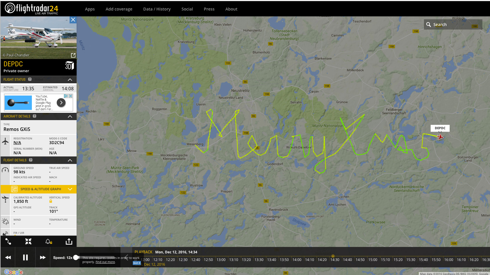 There were no smoke trails in the sky, but the message was clear on radar when Remos spelled out "Merry Xmas" over Germany. Flightradar 24 image courtesy of Remos.