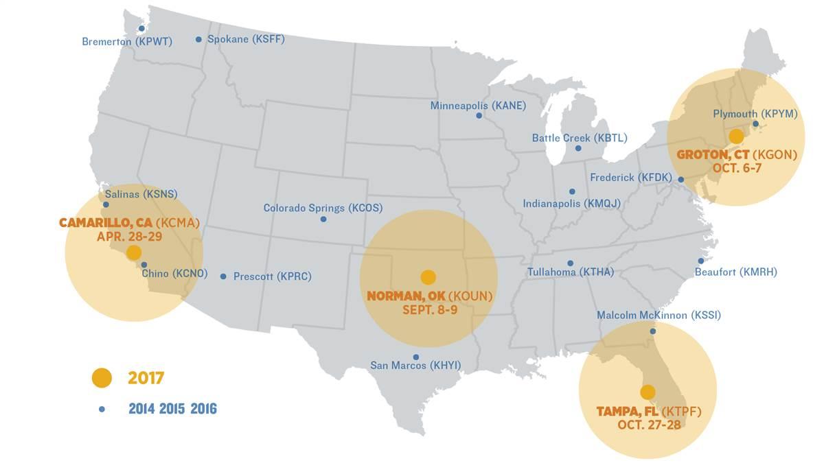 AOPA 2017 Fly-In locations were announced Dec. 8.