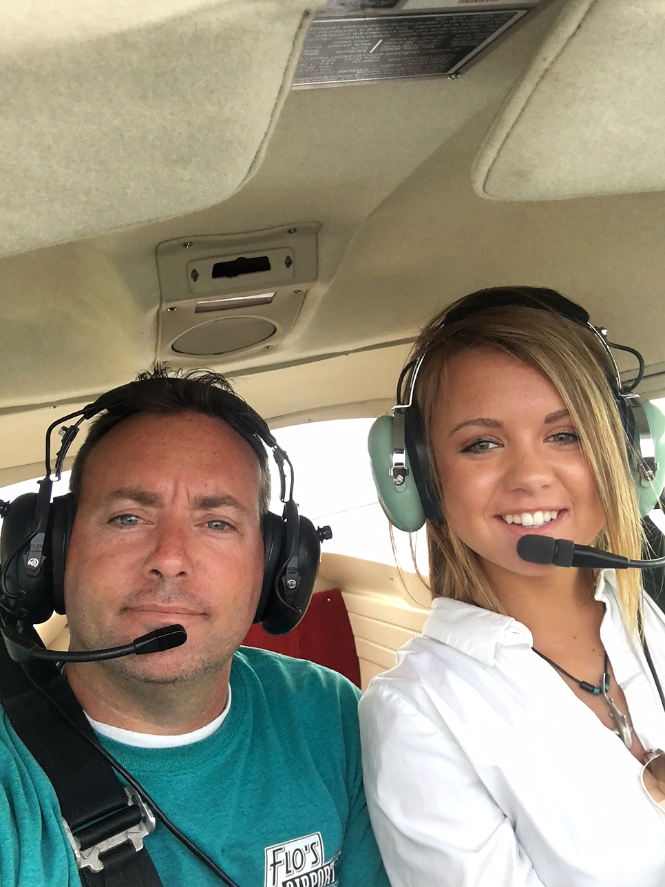 Sierra Lund, 17, and her father Kevin often fly together. Lund experienced an engine-out emergency in a Cessna 150 just after takeoff during a solo cross country and landed successfully on a nearby golf course. Photo courtesy of Kevin Lund.                                                              