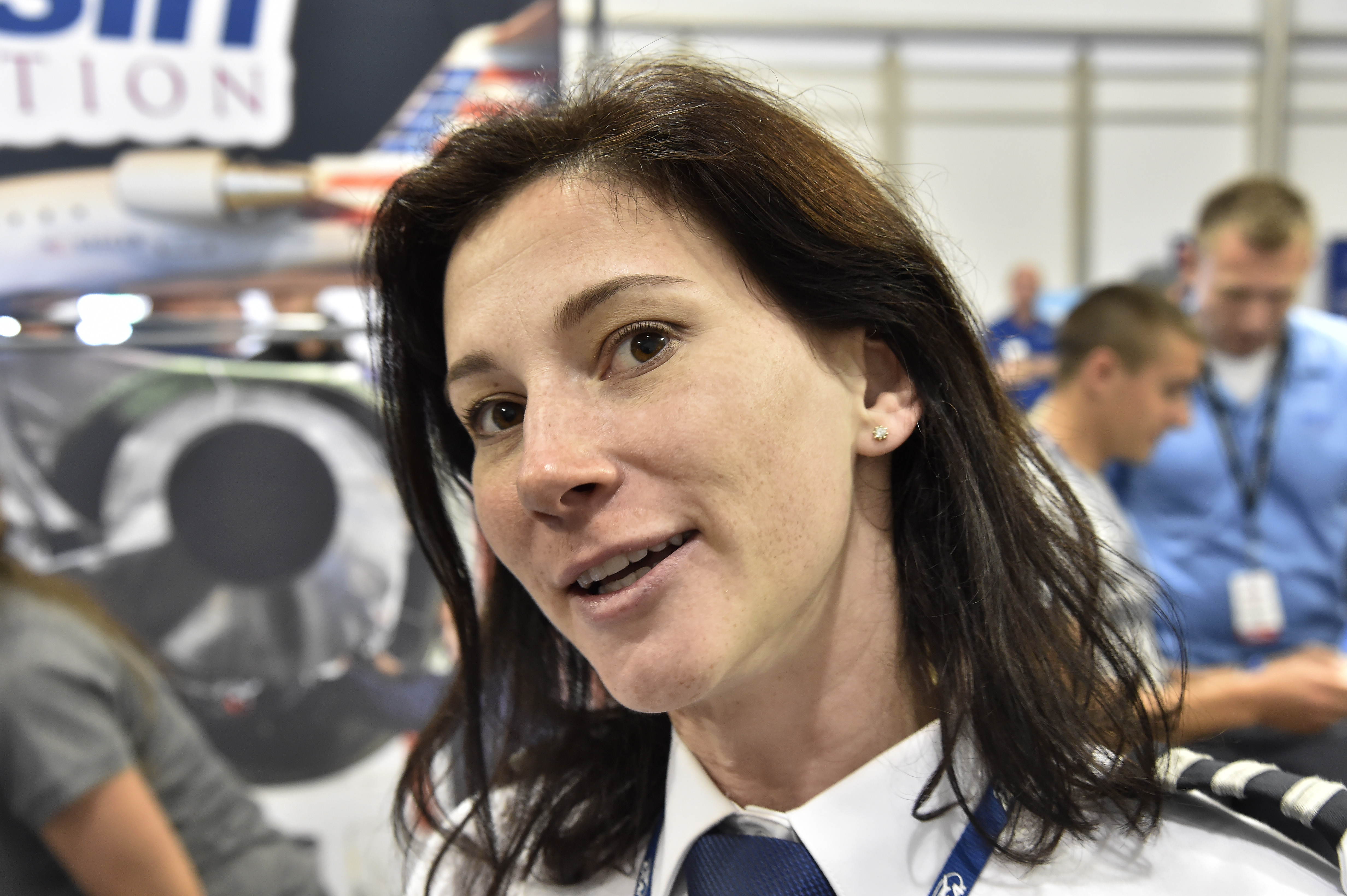 Air Wisconsin first officer Joanna Marmon said she was encouraged by the turnout of young people attending a college social at EAA AirVenture 2016 in Oshkosh July 29. Photo by David Tulis.