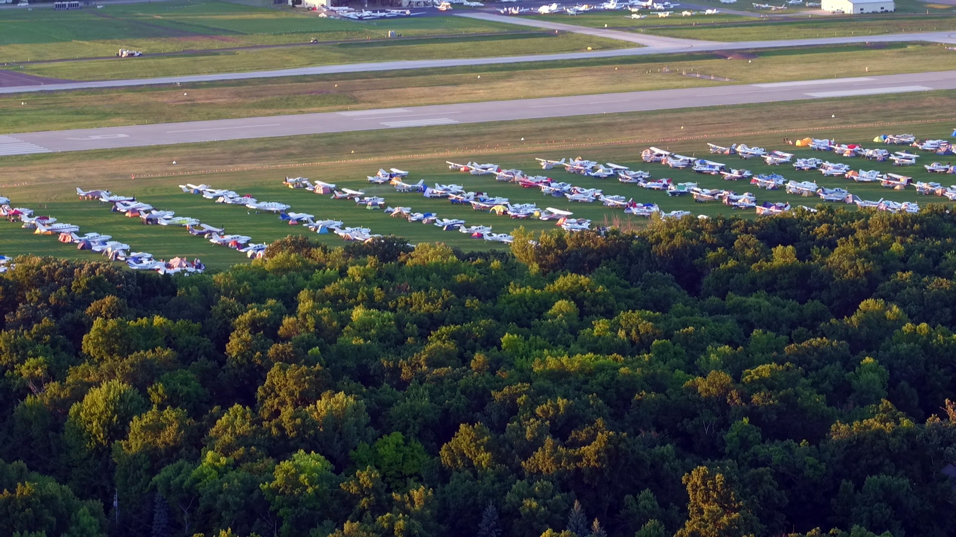 The North Forty, as seen by a DJI Inspire flown over Pioneer Airport at EAA AirVenture. Jim Moore photo.