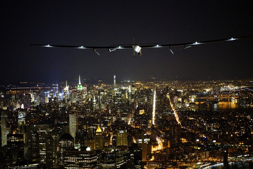 Solar Impulse over Manhattan in 2016. Photo courtesy of Solar Impulse.