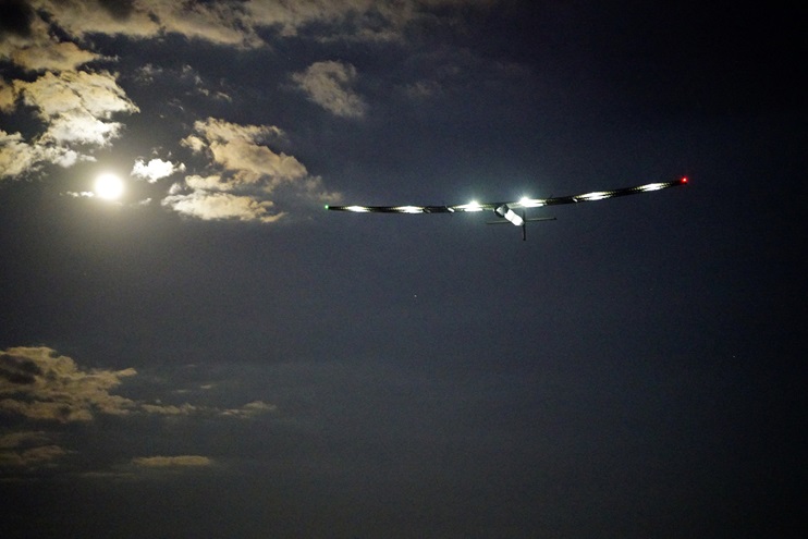 Solar Impulse 2 lifted off in the predawn darkness Jan. 20 from John F. Kennedy International Airport, launching at 2:30 a.m. EDT (6:30 a.m. UTC). Photo courtesy of Solar Impulse.