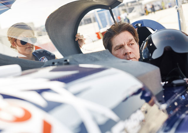 Kirby Chambliss prepares for his flight during the first stage of the Red Bull Air Race World Championship in Abu Dhabi, United Arab Emirates on March 12. Photo by Balazs Gardi/Red Bull Content Pool.