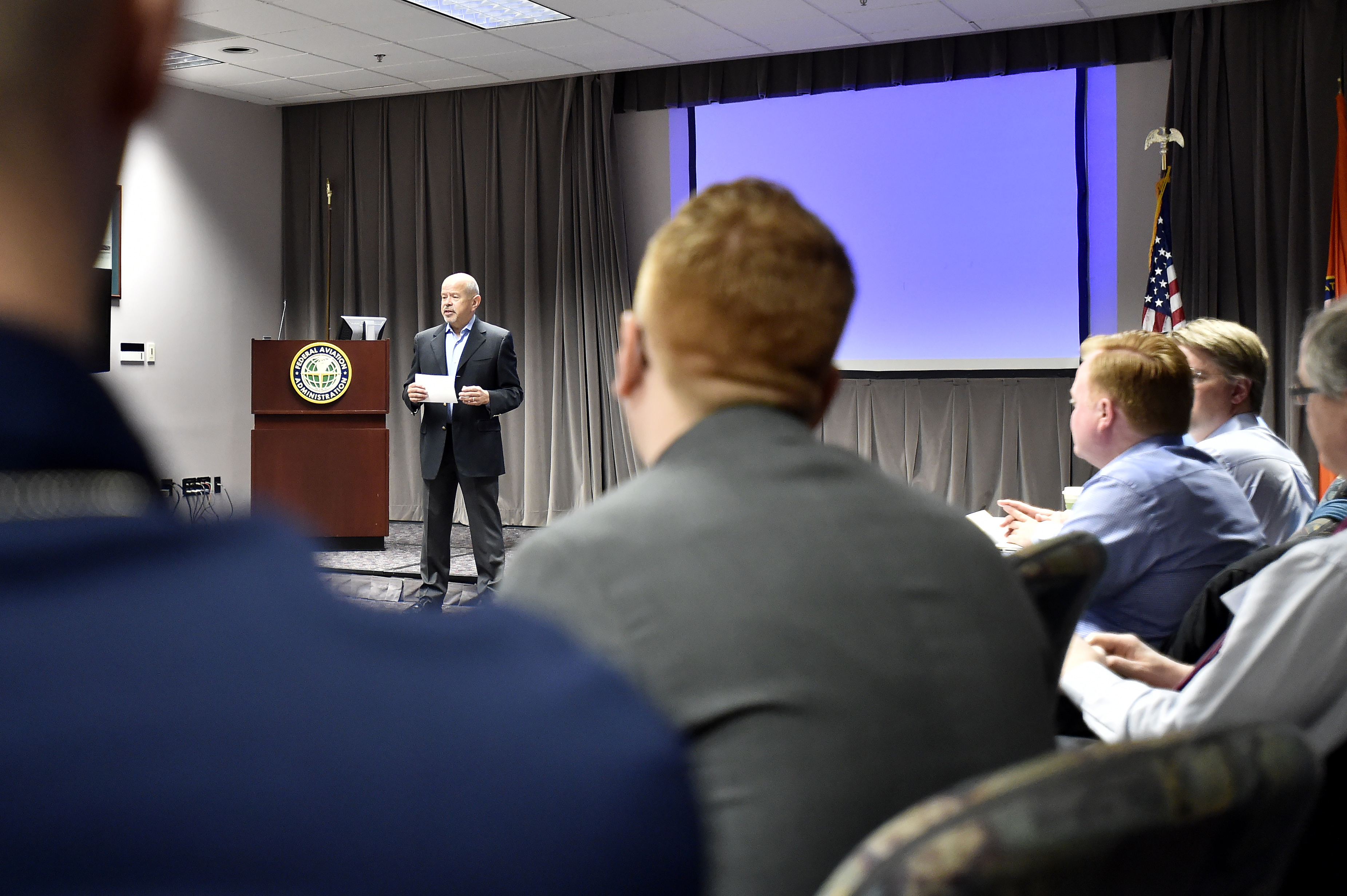 FAA Administrator Michael Huerta welcomes computer programmers and aviation industry leaders to FAA headquarters. Photo by David Tulis.