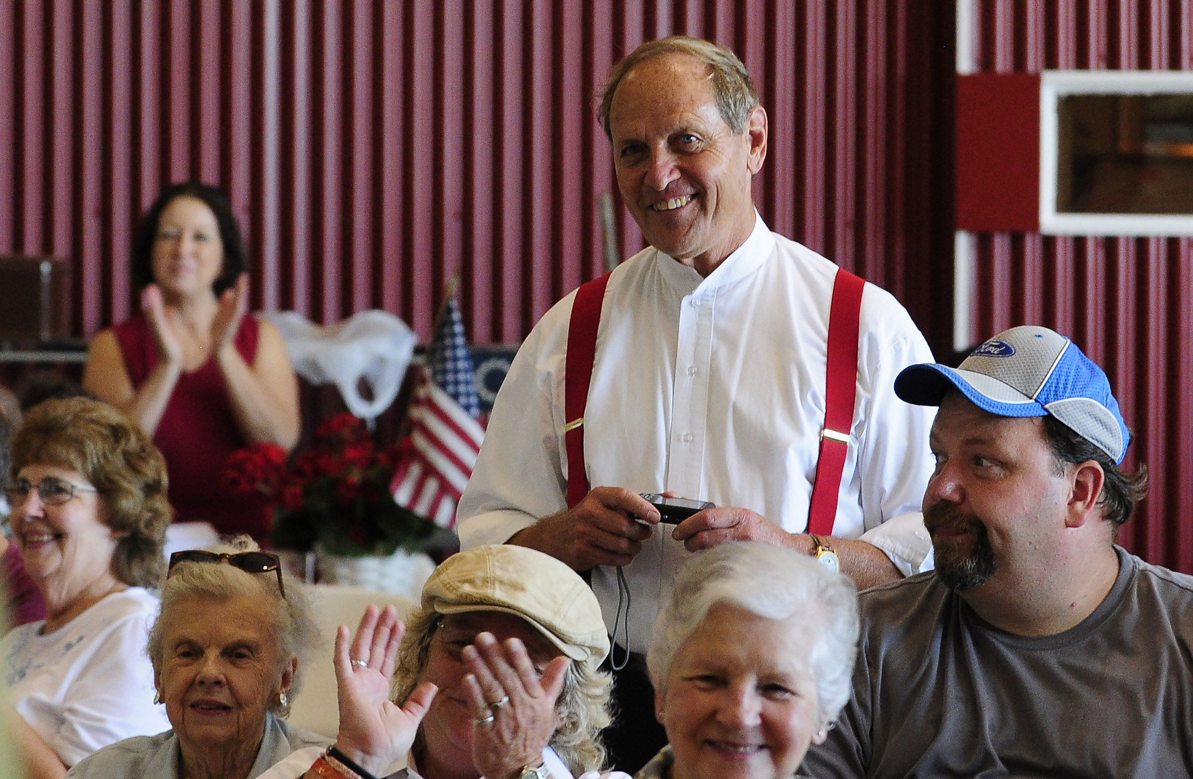 Peach State Aerodrome owner Ron Alexander is recognized at Candler Field Museum during the 2011 Vintage Day celebration in Williamson, Georgia. Photo by David Tulis.