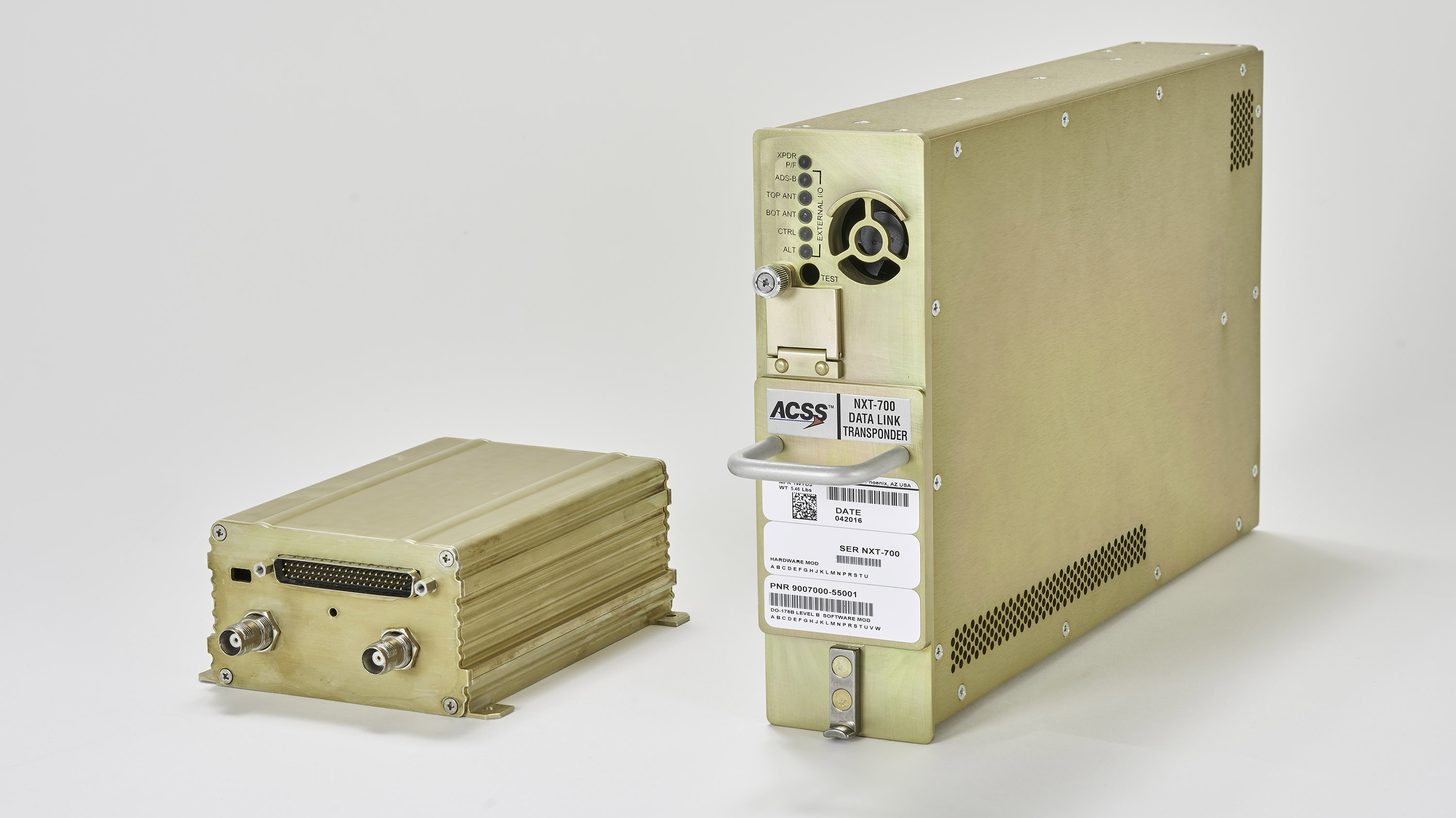 ACSS provides a variety of solutions to bring older business jets into ADS-B Out compliance while making weather in the cockpit available, including through the NXT-700 transponder (right) and the NXG900 WAAS GPS.