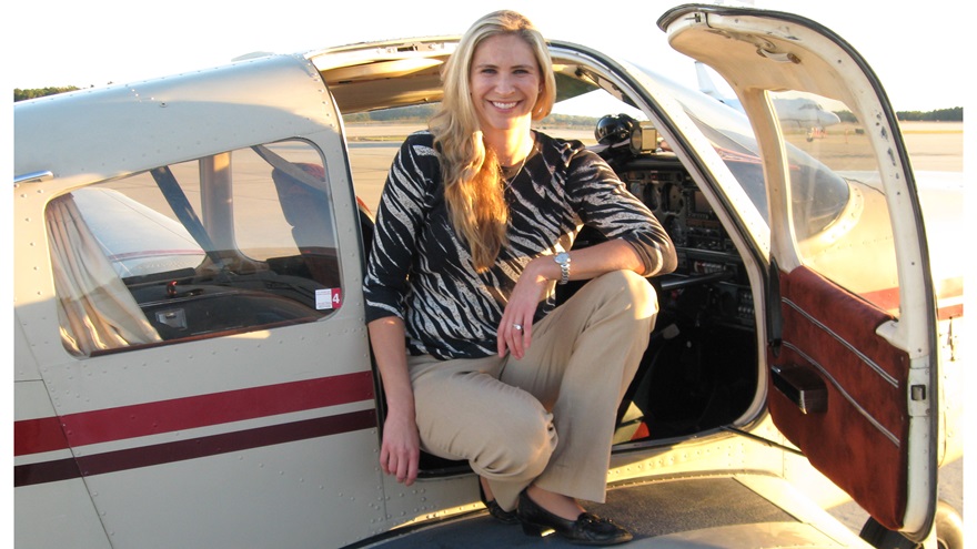 AOPA Foundation Flight Training scholarship recipient Kristen Dwiggins recently soloed in a Liberty XL2 and now trains in the Piper Archer pictured here. Photo courtesy of Dwiggins.