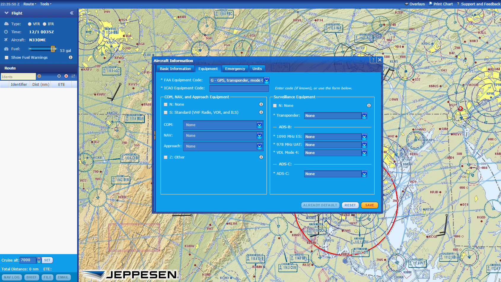 The AOPA Flight Planner offers a tool to assist with the selection of equipment codes and other technical questions related to completing the international flight plan.