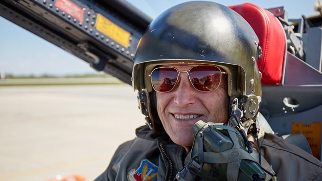 Photography of the reunion of the Super Sabre Society, an organization that celebrates the North American F-100 Super Sabre and the men who flew them. Several in the group had one last flight in Dean Cutshall's F-100F. Shown is pilot Robert "Doc" Gold.

Fort Wayne International (FWA)
Ft. Wayne, IN  USA