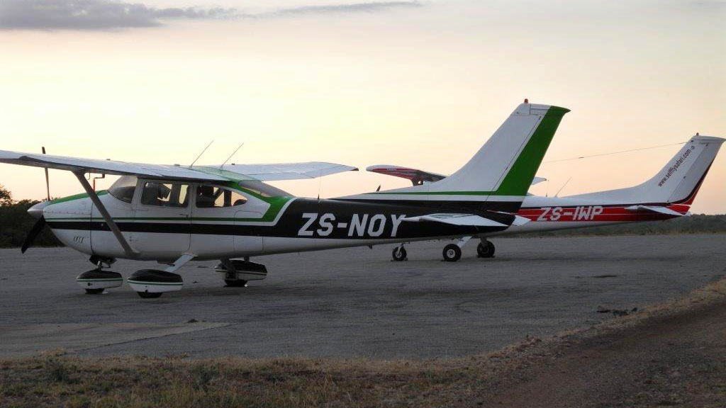 Aircraft park on the ramp at Ngala in South Africa. Photo by Tom  Haines.
