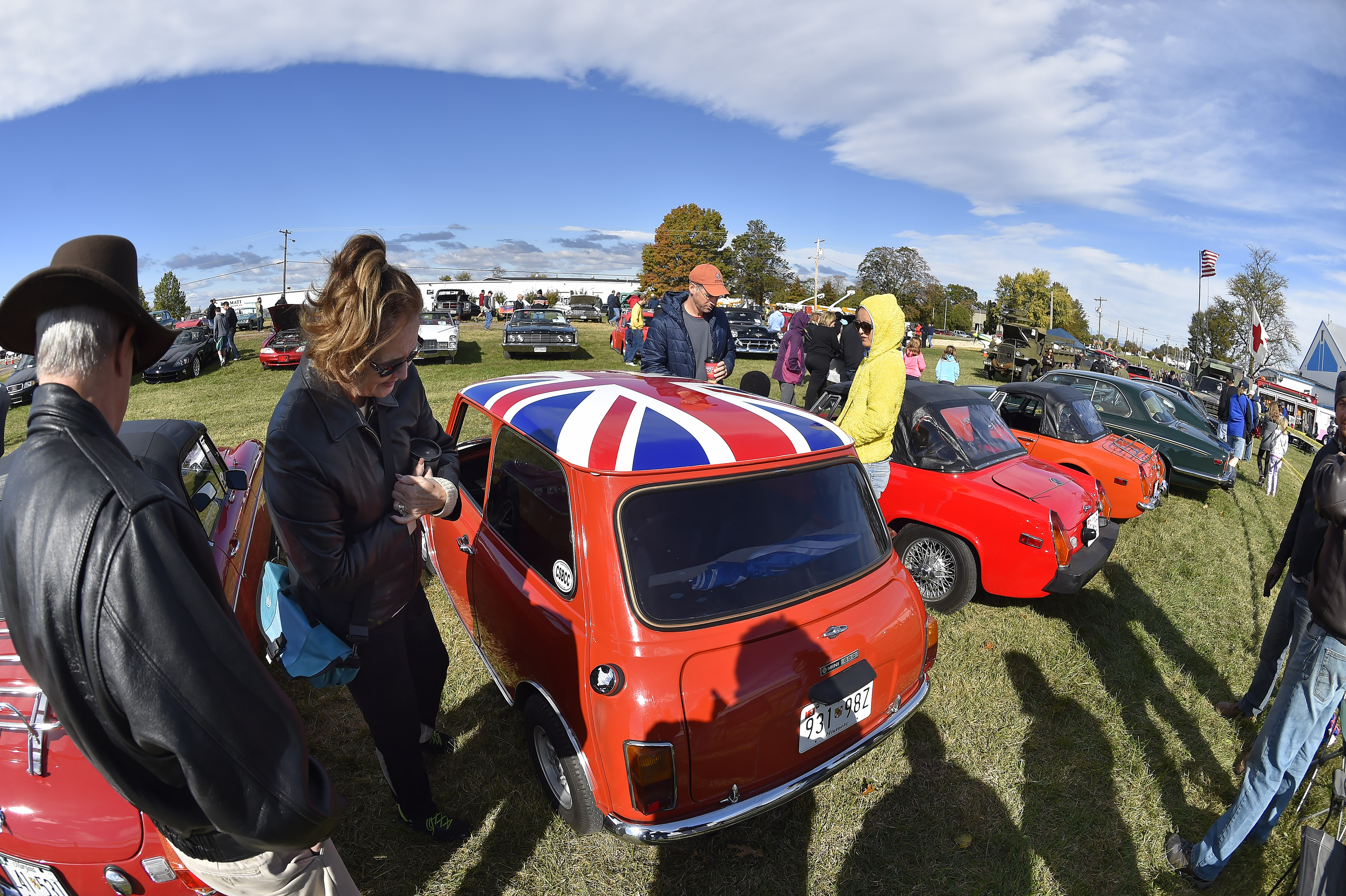 Jason Witter and his 1977 Leyland Mini 850 with its red, white, and blue Union Jack painted atop was hard to miss during Wings 'n Wheels. Photo by David Tulis.