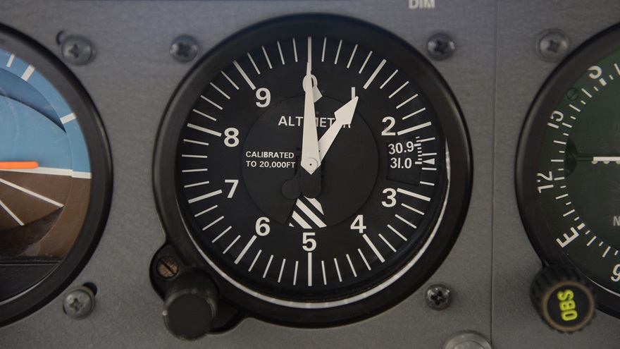 A correct altimeter setting is crucial to situational awareness as seen in a Cessna parked at Frederick Municipal Airport in Frederick, Maryland, Sept. 12, 2016. Photo by David Tulis.