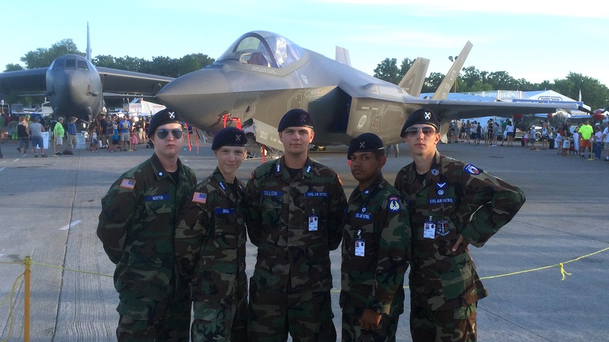 Austin Dillow poses for a photo with fellow Civil Air Patrol Cadets. Photo courtesy of Austin Dillow.
