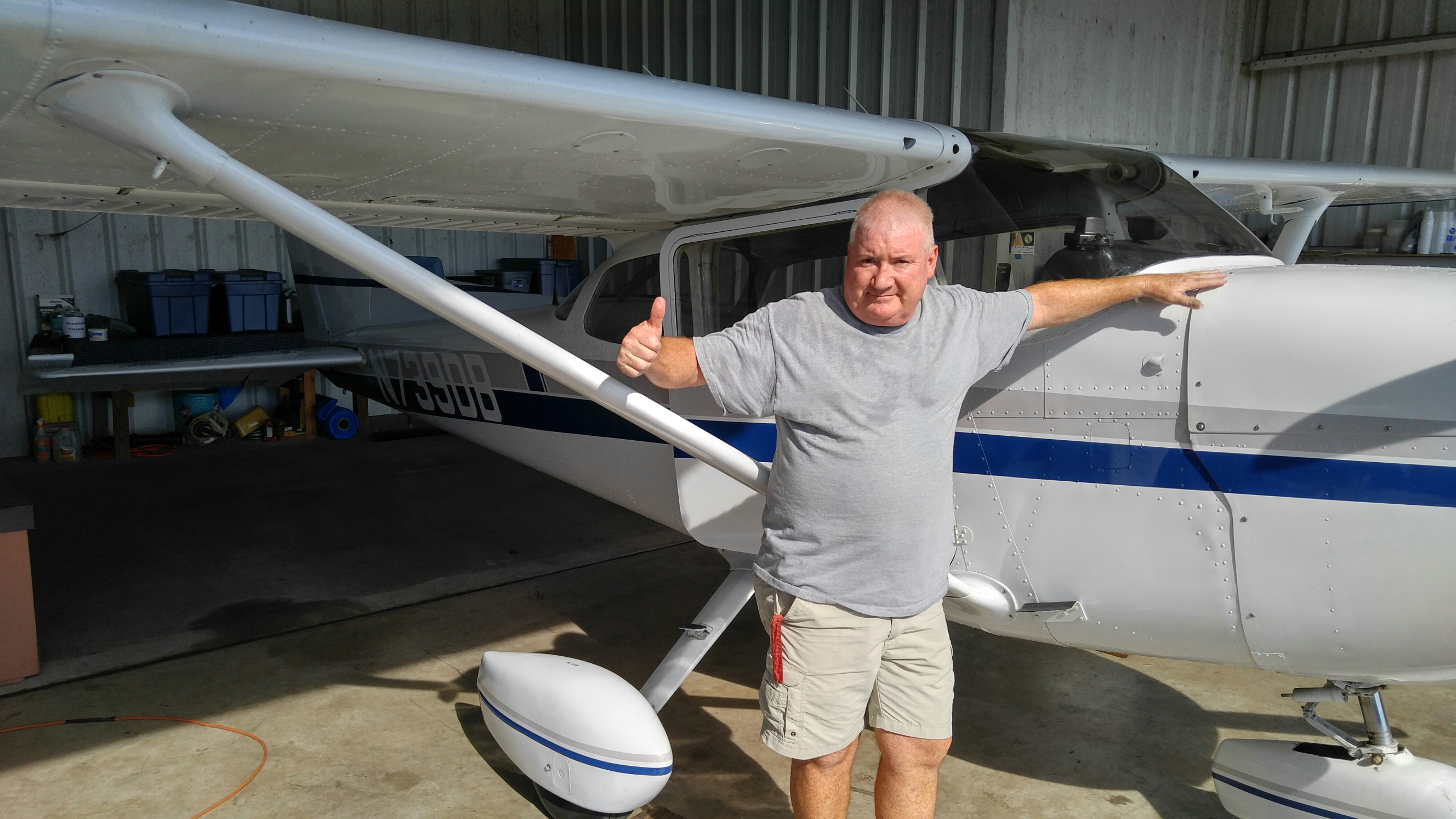 Don Morley stands with Aviation City Flyers flying club’s leased Cessna 172. Photo by Mark Biagoli.