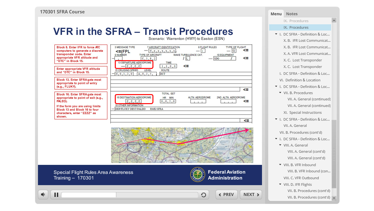 This updated slide shows how to file an SFRA flight plan using the new ICAO format.
