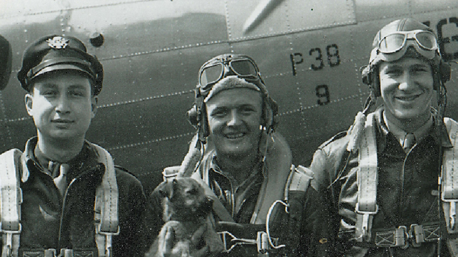 B-17 command pilot James C. Ray, center, with his co-pilot and bombardier. Photo courtesy of Chuck Ahearn.
