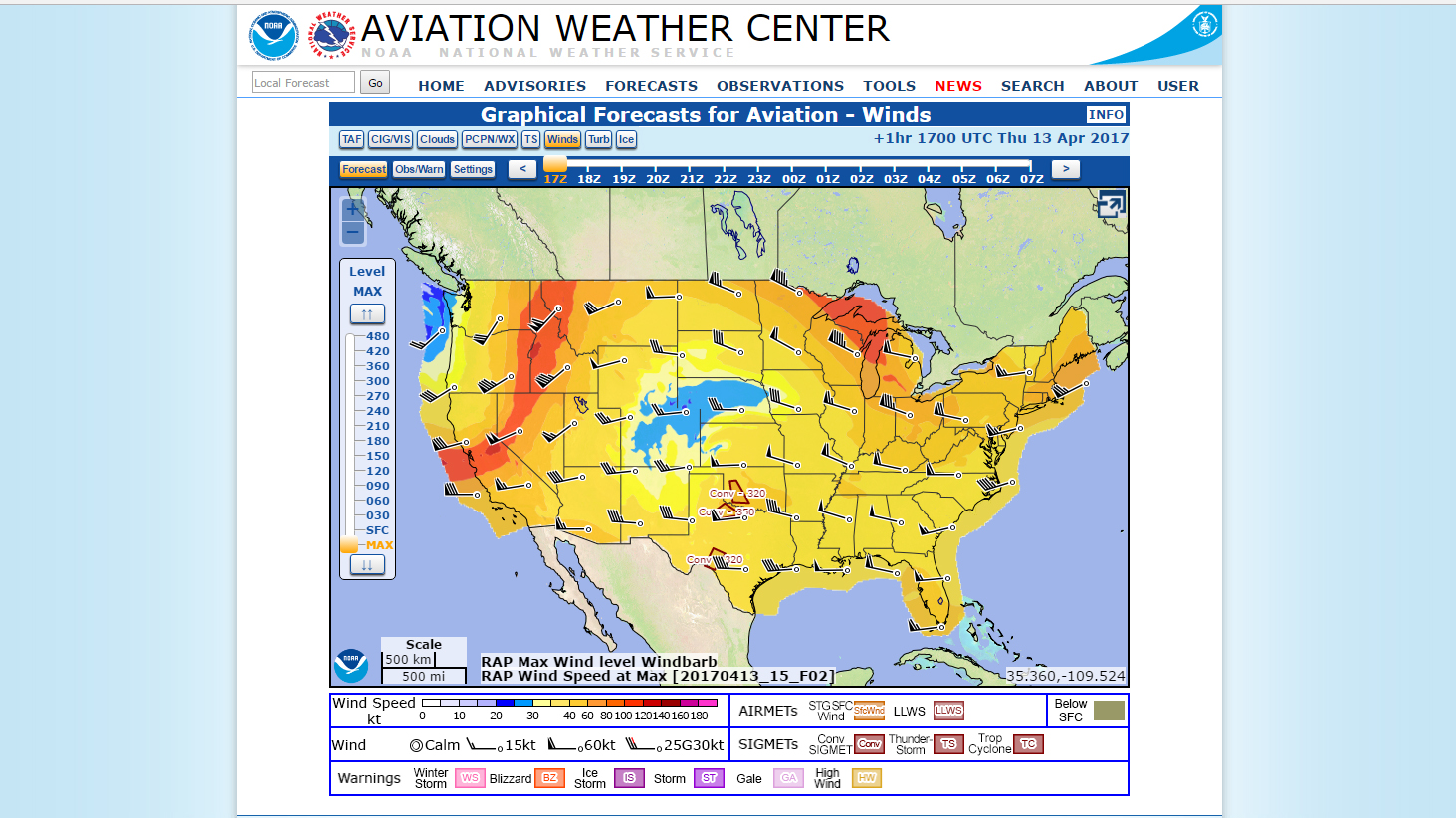 Graphical forecasts operational AOPA