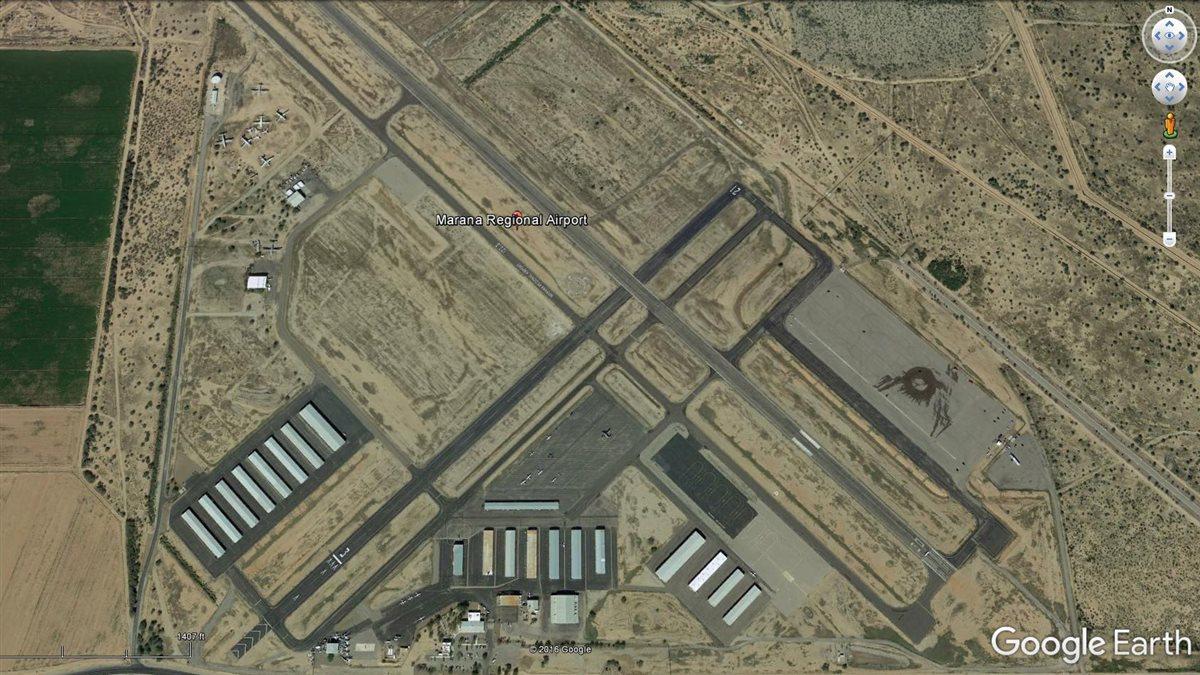 Google Earth view of Marana Regional Airport in Marana, Arizona. 