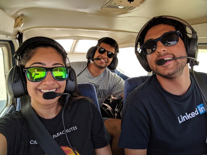 2017 AOPA You Can Fly High School Flight Training Scholarship winner Mihir Trivedi treated his brother Naman and Naman's girlfriend to a general aviation flight soon after Trivedi earned his private pilot certificate in August. Photo courtesy of Mihir Trivedi.