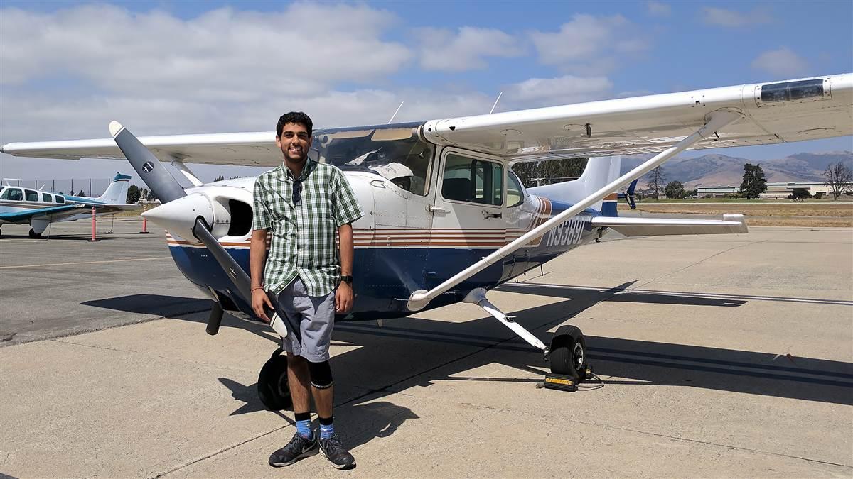 2017 AOPA You Can Fly High School Flight Training Scholarship winner Mihir Trivedi earned his private pilot certificate in August. Photo courtesy of Mihir Trivedi.