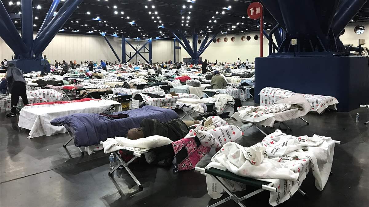 Hurricane Harvey evacuees fill the George R. Brown Convention Center in the aftermath of the Category Four storm. Photo by Stephanie Fluke.